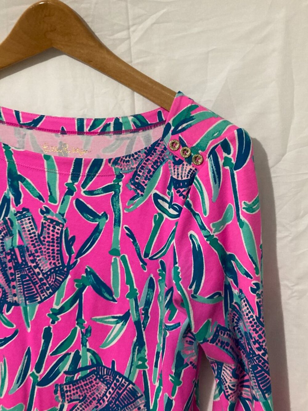 Lily Pulitzer Women S Stretch Blue Purple Pink Dress Casual Graphic Print South - Picture 8 of 12
